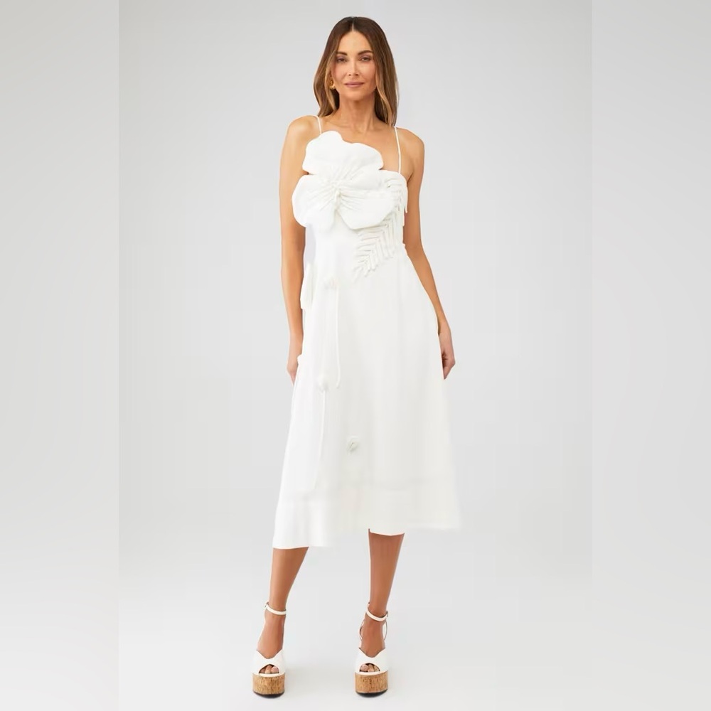 Elliatt White Midi Dress with Floral Accents
